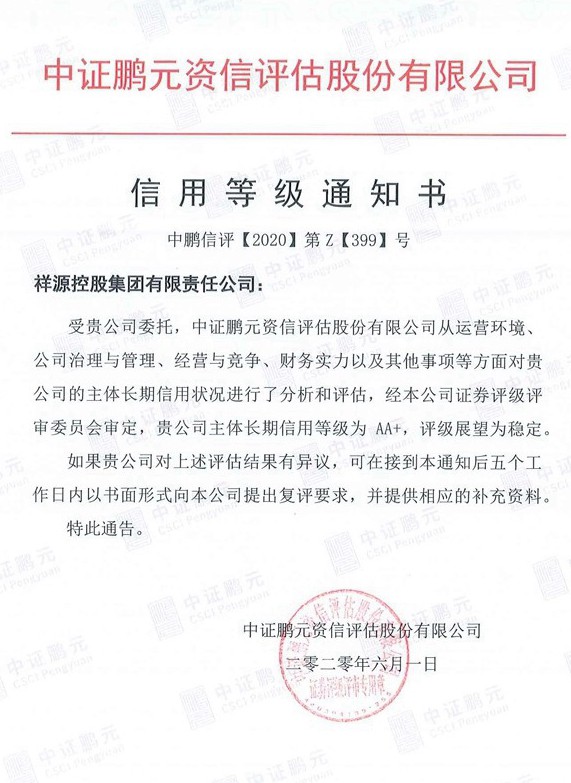 20200601必发集团控股集团（主体初次）信誉等级通知书.jpg